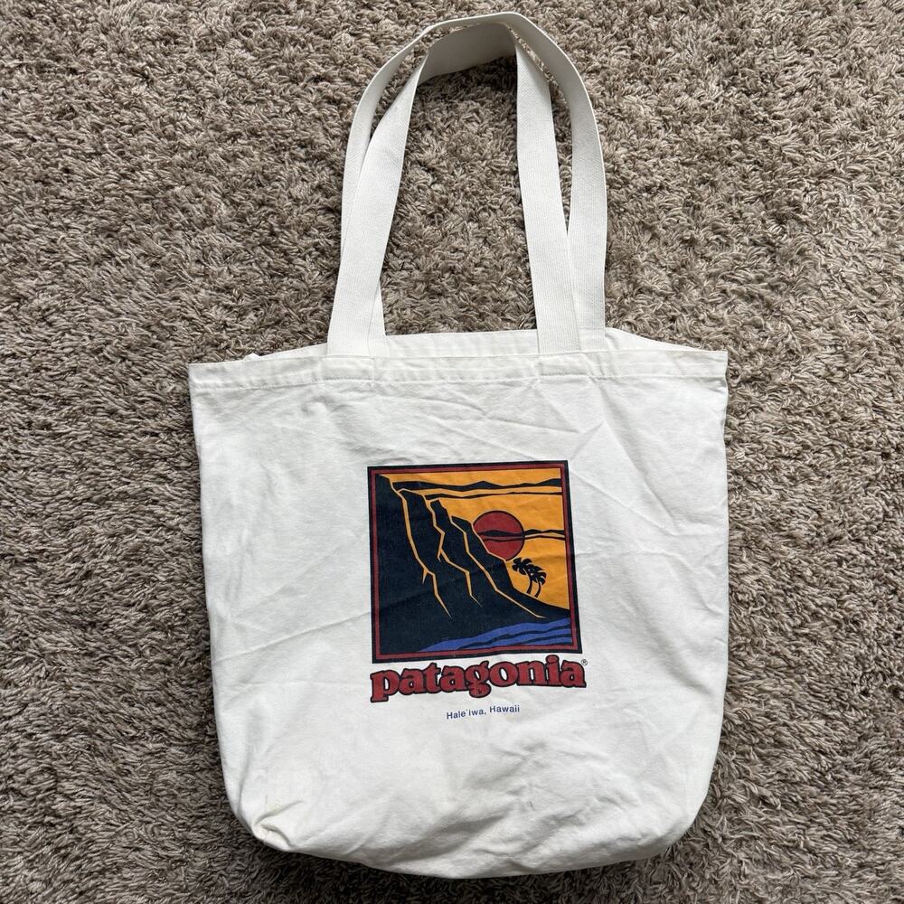 RARE Vintage Patagonia White Canvas Tote Bag Hale’iwa Hawaii 80’s 90’s